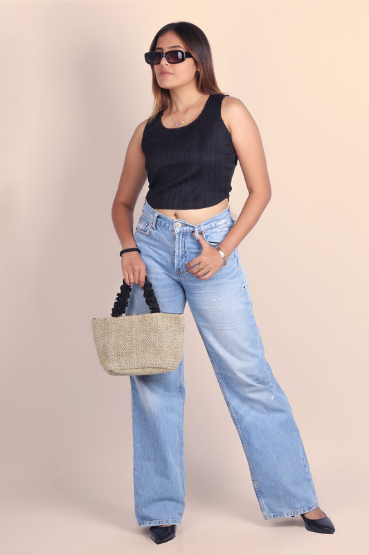 Black Textured Tank Top