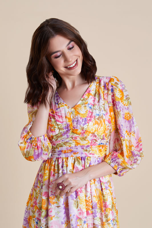 Multicolor Midi/Calf Length Dress