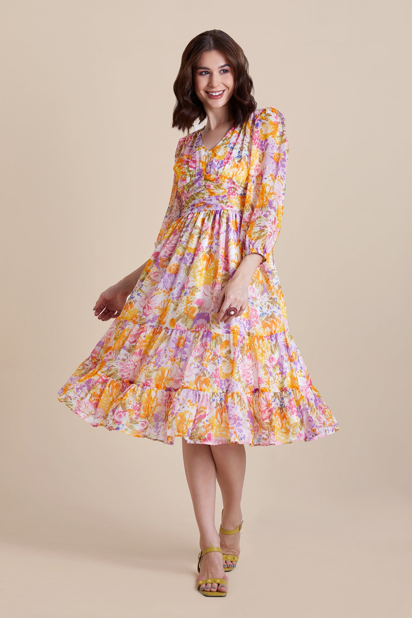 Multicolor Midi/Calf Length Dress