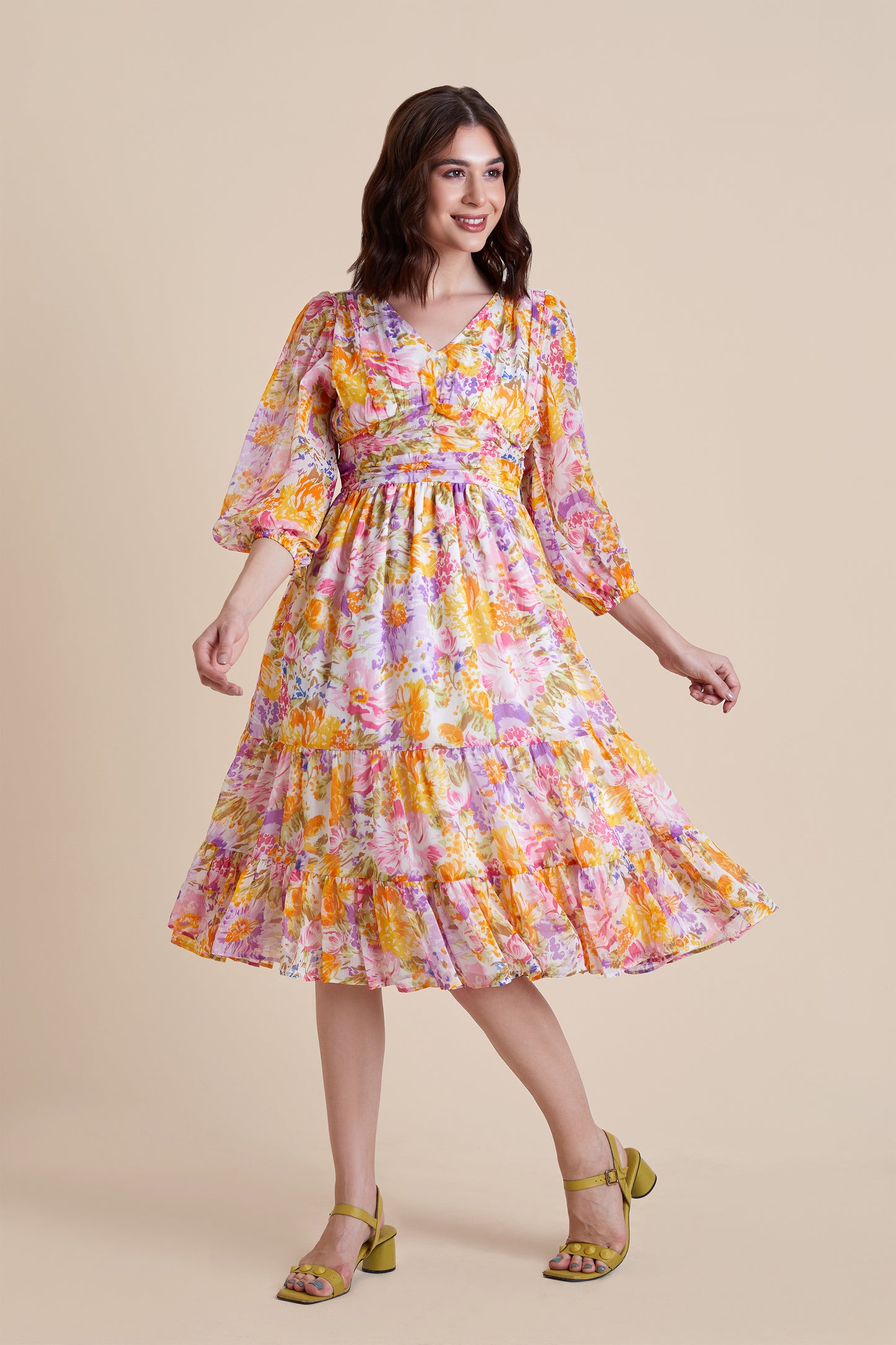 Multicolor Midi/Calf Length Dress