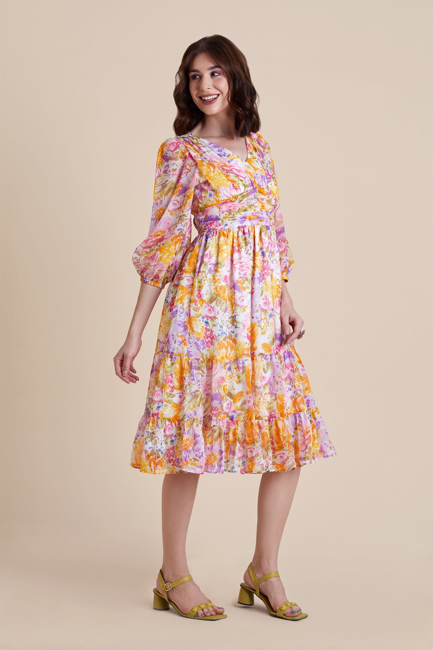Multicolor Midi/Calf Length Dress