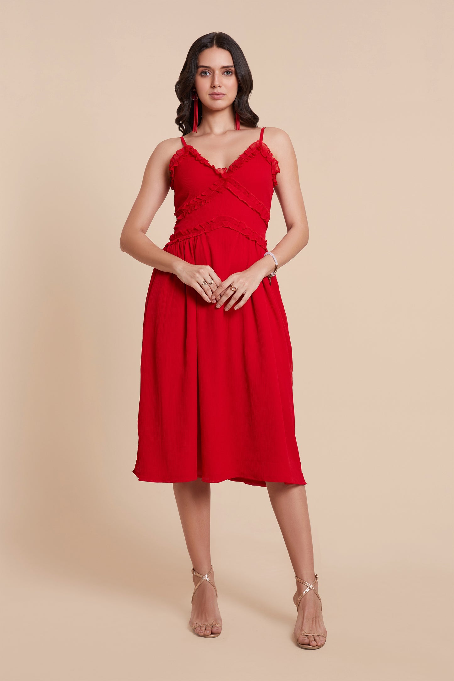 Chic Red A-line Dress