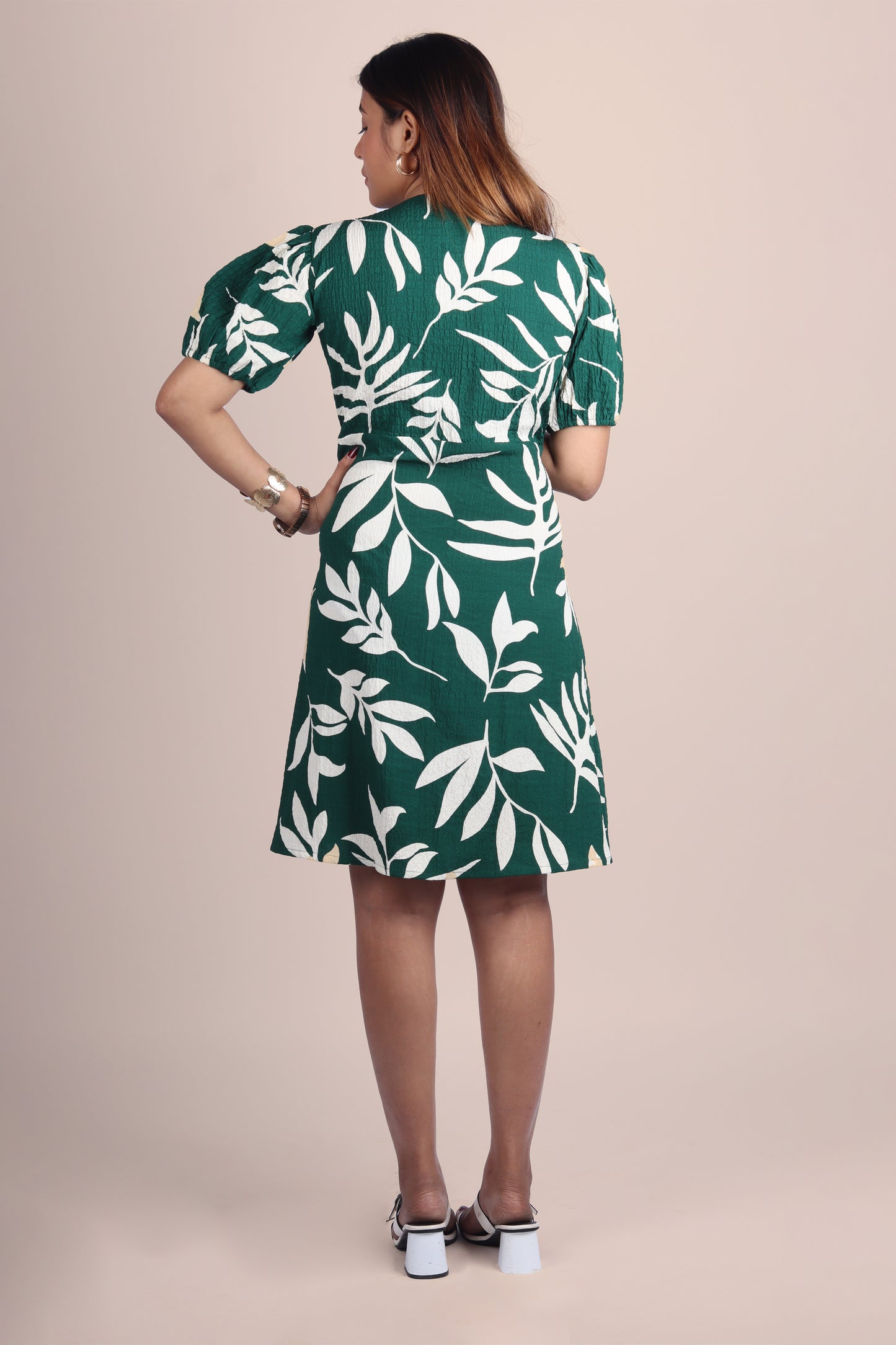 Tropical Green Wrap Dress