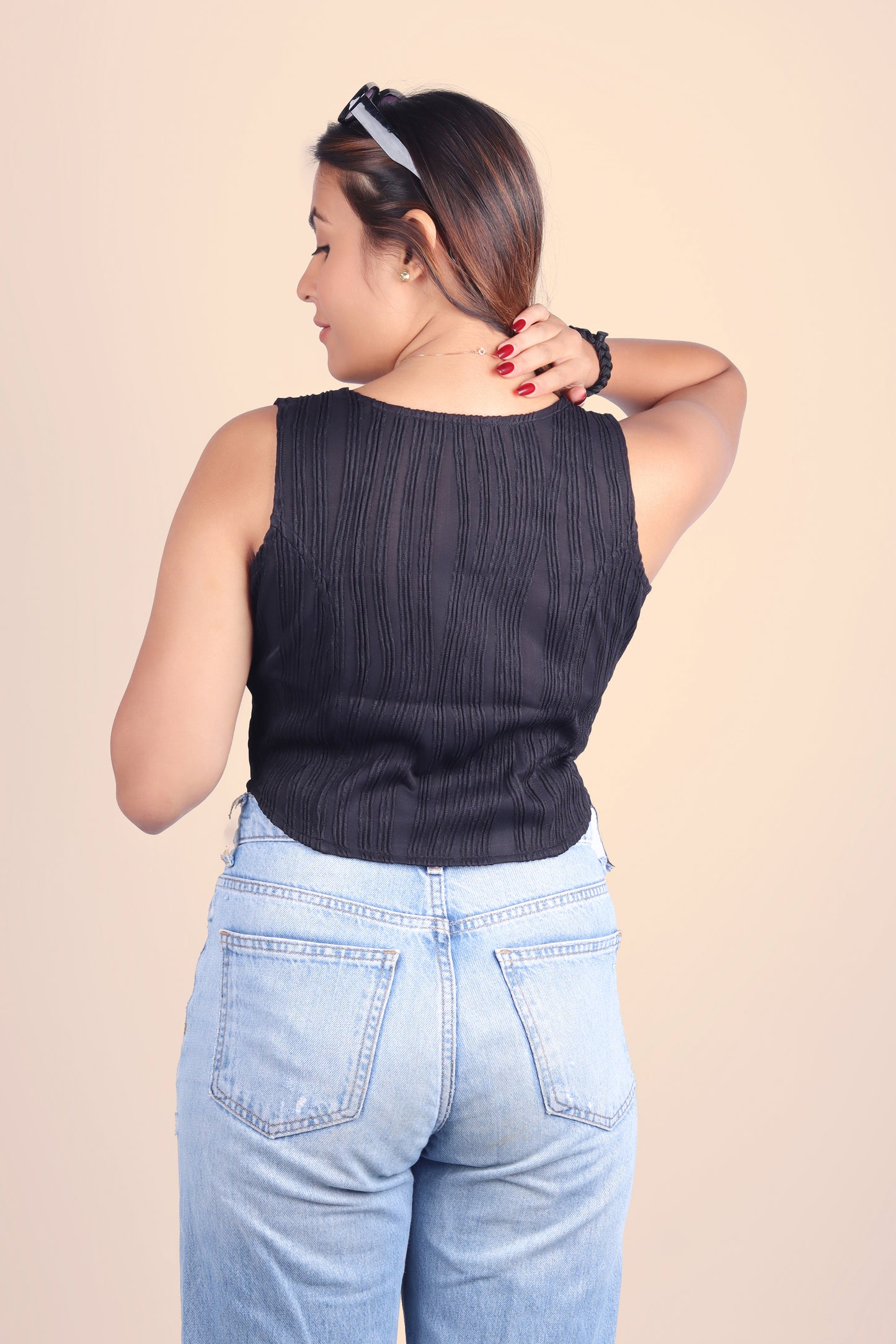 Black Textured Tank Top
