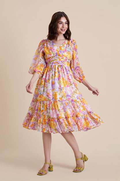 Multicolor Midi/Calf Length Dress