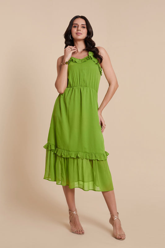 Chic Green Layer Dress