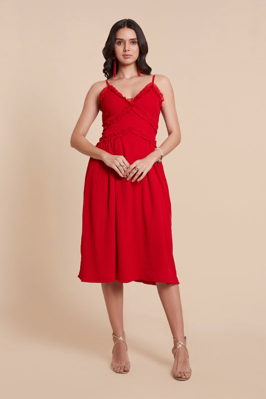 Chic Red A-line Dress