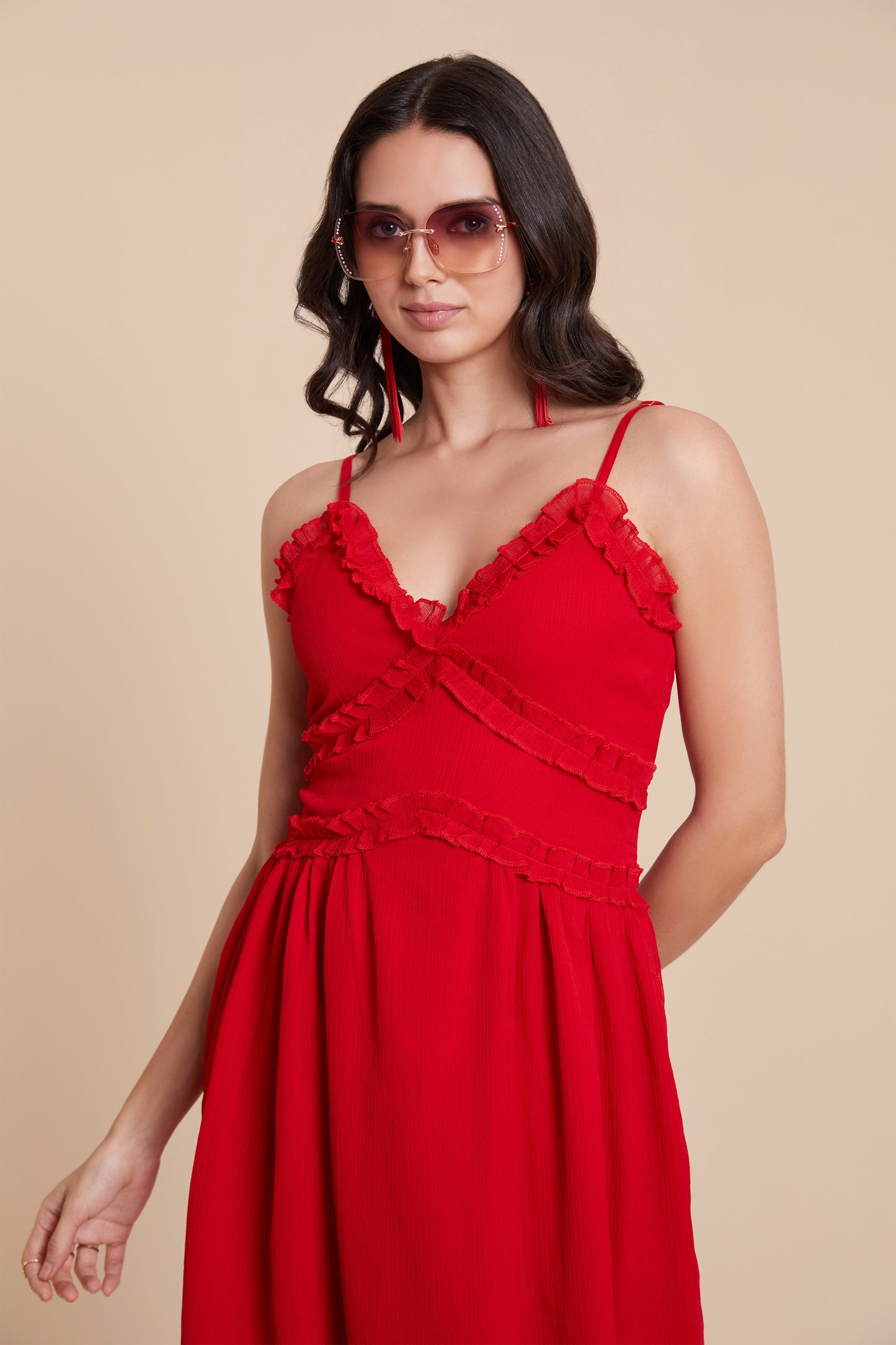 Chic Red A-line Dress