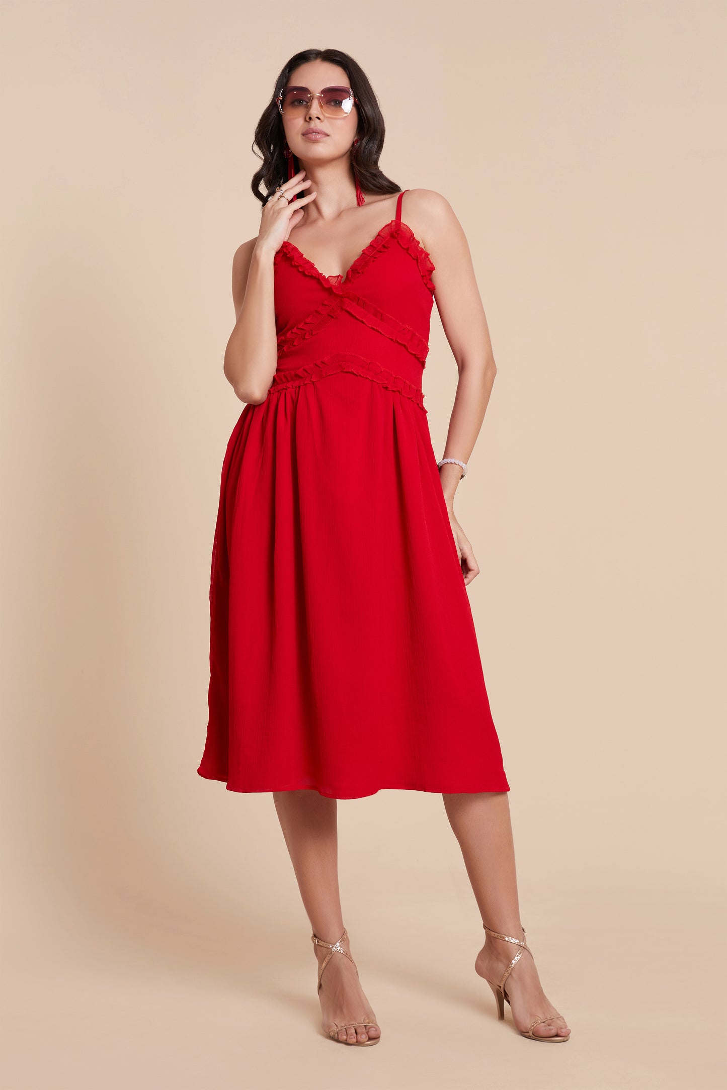 Chic Red A-line Dress