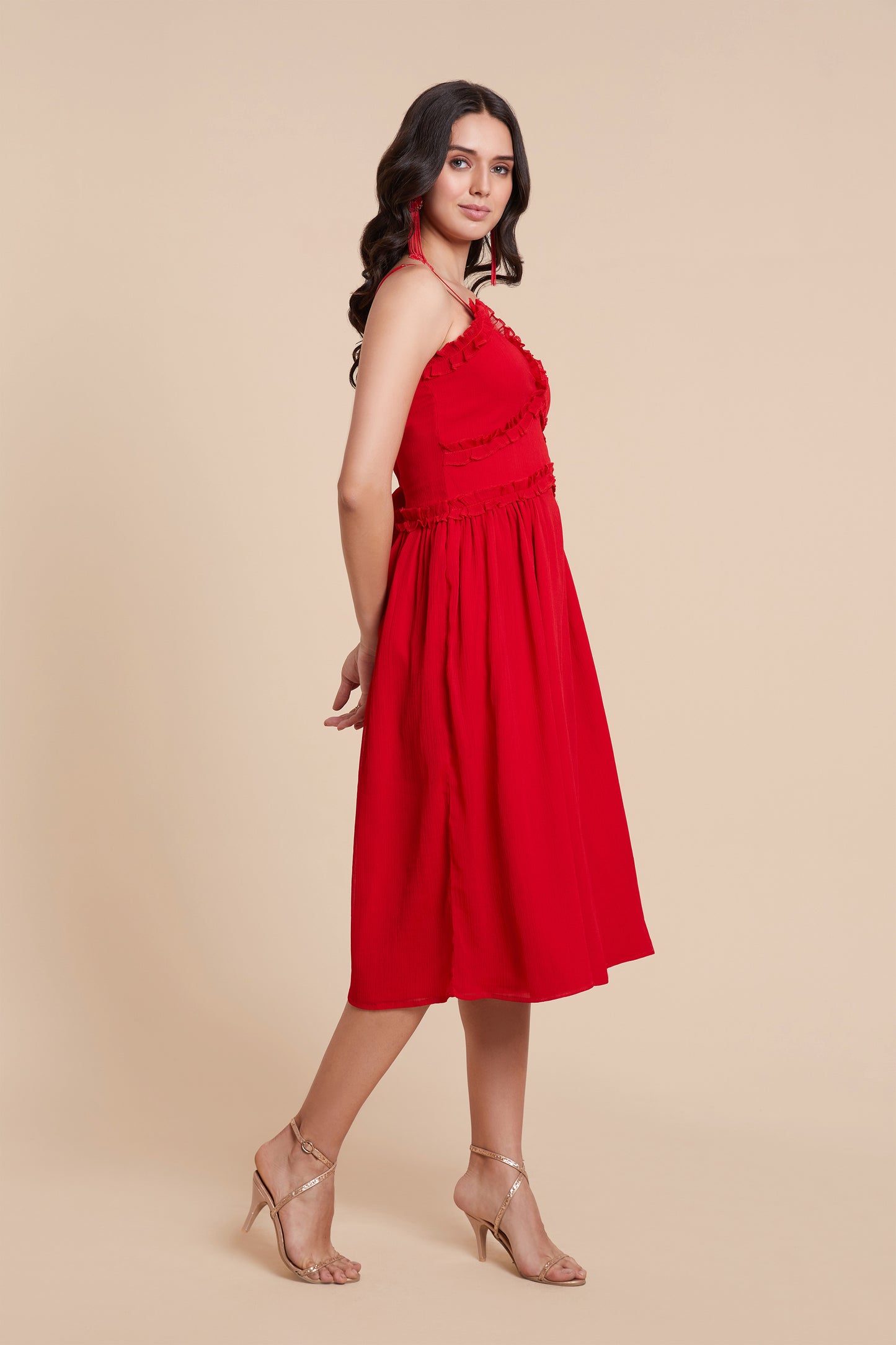 Chic Red A-line Dress