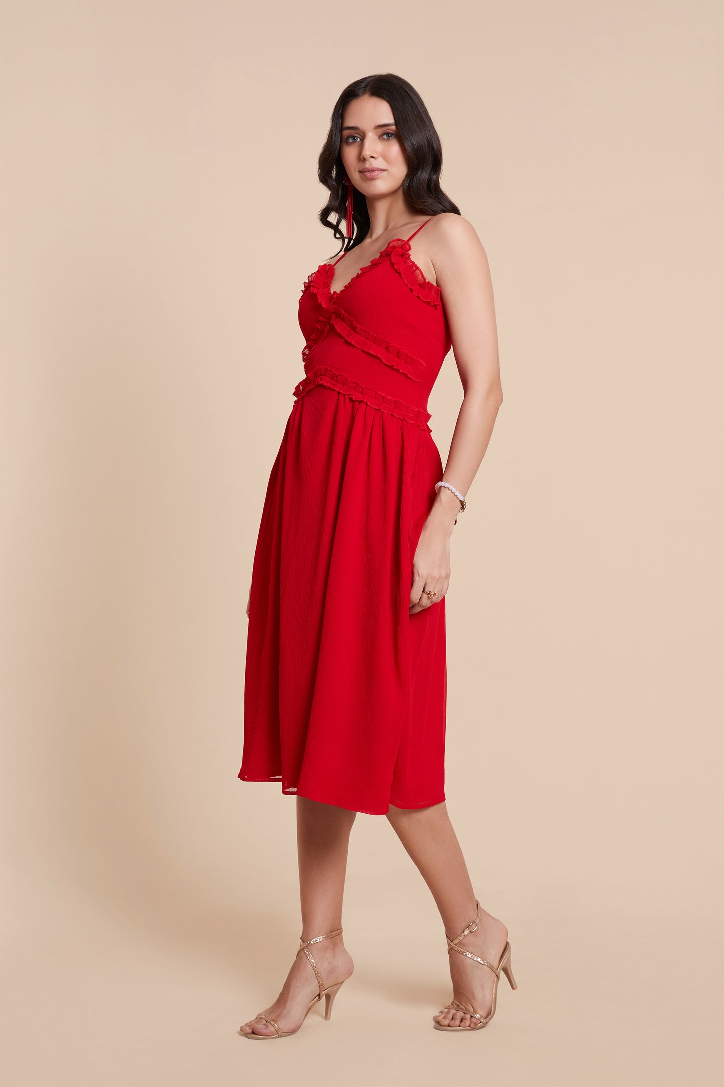 Chic Red A-line Dress