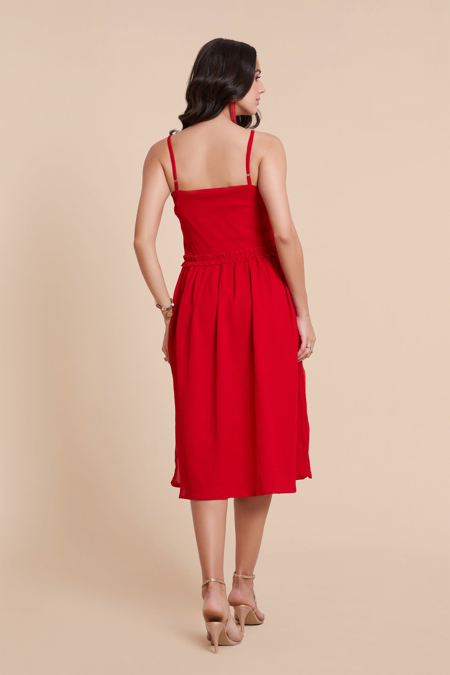 Chic Red A-line Dress