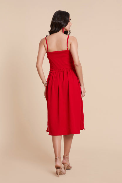 Chic Red A-line Dress